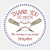 赤|白|青のベースボールテーマ ありがとう ラウンドシール (正面)