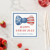 赤、白、青のボウ 4th of July スタンダードカクテルナプキン (インサイチュ)