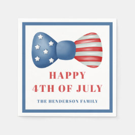 赤、白、青のボウ 4th of July スタンダードカクテルナプキン