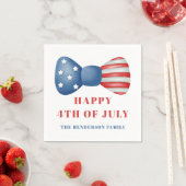 赤、白、青のボウ 4th of July スタンダードカクテルナプキン (インサイチュ)