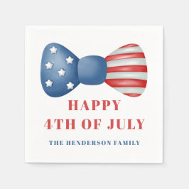 赤、白、青のボウ 4th of July スタンダードカクテルナプキン
