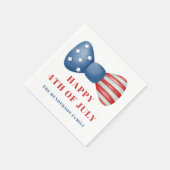 赤、白、青のボウ 4th of July スタンダードカクテルナプキン (角)