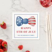 赤、白、青のボウ 4th of July スタンダードカクテルナプキン (インサイチュ)