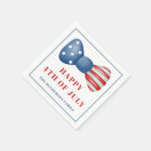 赤、白、青のボウ 4th of July スタンダードカクテルナプキン (角)