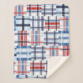 赤・白・青のマドラスシェルパブランケット シェルパブランケット (正面)