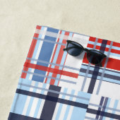 赤、白、青のマドラスビーチタオルと文字 ビーチタオル (インサイチュ)