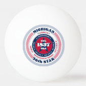 赤、白、青のミシガン・サークル 卓球ボール (裏面)