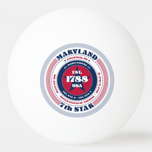 赤・白・青のメリーランド・サークル 卓球ボール (正面)