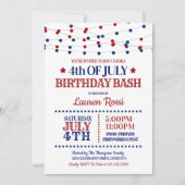赤、白、青のライト7月4日誕生日 招待状 (正面)