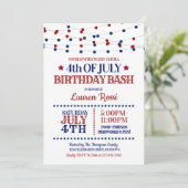 赤、白、青のライト7月4日誕生日 招待状 (スタンド正面)