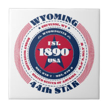 赤、白、青のワイオミング陶磁器タイル