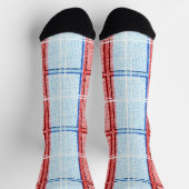 赤、白、青のヴィンテージ格子靴下熱狂する ソックス (上部)