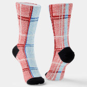赤、白、青のヴィンテージ格子靴下熱狂する ソックス (傾斜あり)