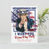 赤、白、青の叔父サムの4thの7月パーティー 招待状 (スタンド正面)