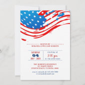 赤、白、青の叔父サムの4thの7月パーティー 招待状 (裏面)