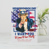 赤、白、青の叔父サム4日7月パーティー 招待状 (スタンド正面)