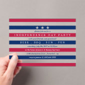 赤、白、青の各ストライプパーティー（7月4日） アクリル招待状 (インサイチュ (ポータブル))