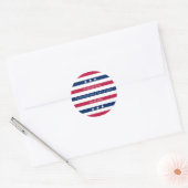 赤、白、青の各ストライプパーティー(7月4日) ラウンドシール (封筒)