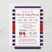 赤、白、青の各ストライプパーティー(7月4日) 招待状 (正面)
