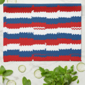 赤、白、青の各ストライプ キッチンタオル (折り畳み)