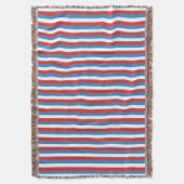 赤、白、青の各ストライプ スローブランケット (正面縦)