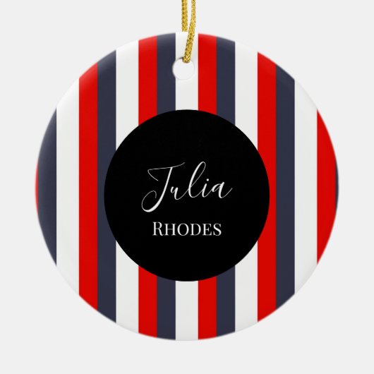 赤、白、青の名前をカスタムする セラミックオーナメント (正面)