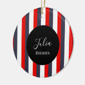 赤、白、青の名前をカスタムする セラミックオーナメント (左)