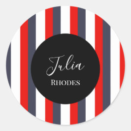 赤、白、青の名前をカスタムする ラウンドシール