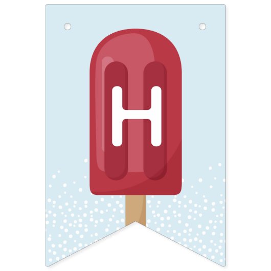 赤・白・青の夏のポプシクルハッピーバースデー バンティングフラッグ (第2の旗)