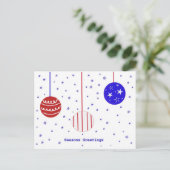 赤、白、青の季節のごあいさつのポストカード シーズンポストカード (スタンド正面)