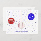 赤、白、青の季節のごあいさつのポストカード シーズンポストカード (正面/裏面)