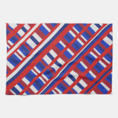 赤、白、青の対角線の格子縞 キッチンタオル (横)