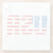 赤、白、青の愛国心のあるアメリカ ガラスコースター (裏面)