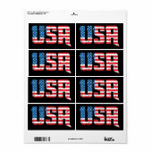 赤、白、青の愛国心のあるアメリカ ラベル (フルシート)