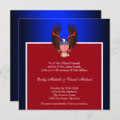 赤・白・青の愛国心結婚式招待状 招待状 (正面/裏面)
