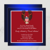 赤・白・青の愛国心結婚式招待状 招待状 (正面/裏面)