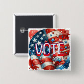 赤・白・青の愛国投票 缶バッジ (正面&裏面)