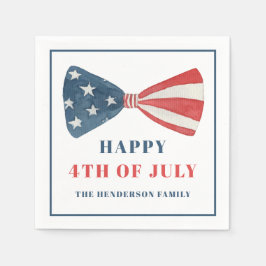 赤・白・青の愛国的な弓7月4日 スタンダードカクテルナプキン