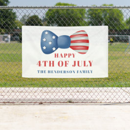 赤・白・青の愛国的な弓7月4日 横断幕