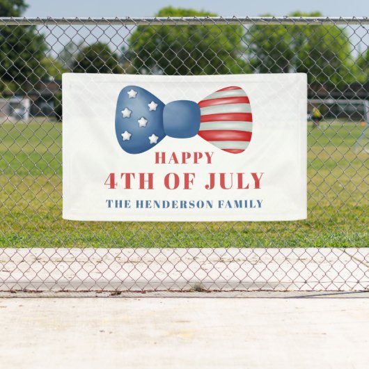 赤・白・青の愛国的な弓7月4日 横断幕 (インサイチュ)