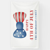 赤・白・青の愛国的な弓7月4日 横断幕 (縦)