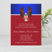 赤、白、青の愛国的な結婚式の招待状 招待状 (スタンド正面)