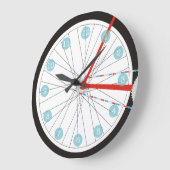 赤、白、青の愛国的な自転車のホイールクロック ラージ壁時計 (傾斜)