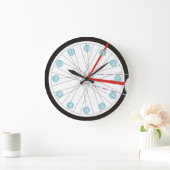 赤、白、青の愛国的な自転車のホイールクロック ラージ壁時計 (ホーム)