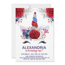 赤・白・青の愛国的ユニコーン誕生日