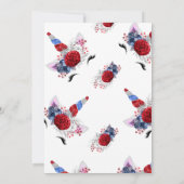 赤・白・青の愛国的ユニコーン誕生日 招待状 (裏面)