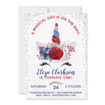 赤・白・青の愛国的ユニコーン誕生日