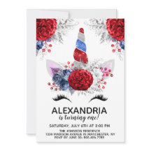 赤・白・青の愛国的ユニコーン誕生日