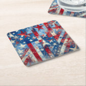 赤・白・青の愛国的独立記念日 スクエアペーパーコースター (アングル)