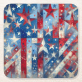 赤・白・青の愛国的独立記念日 スクエアペーパーコースター (正面)